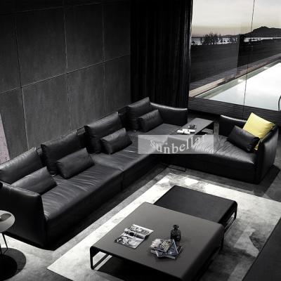 China High End Luxury Modern Nappa Leather Sectional Living Room Couch Sofa Set Italy Style Couch Sofa Home Furniture for sale