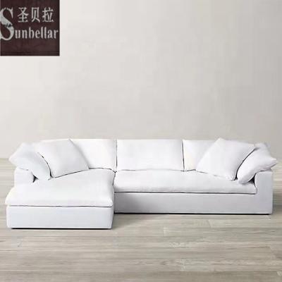 China Modular Modern Soft Couch Feather Filled L Shape Corner Sectional Sofa With Chaise Lounge Cloud Sofa Set For Living Room for sale