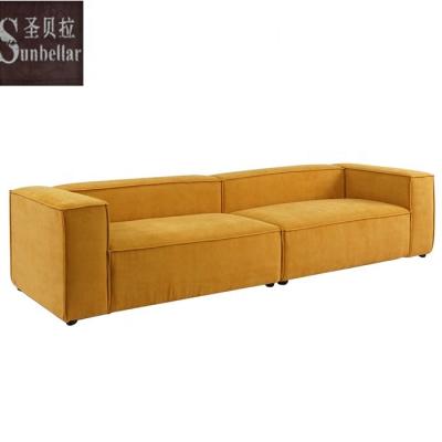 China Hot Selling Luxury Modular Couch Sofa Living Room Modern Sectional Yellow Corduroy Fabric Yellow Linen Fabric Sofa Couch for sale