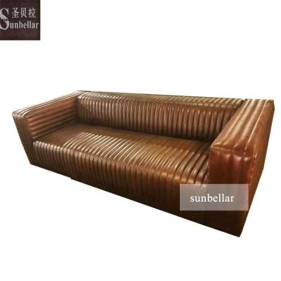 China 2021 Luxury vintage comfortable leather sofas tan leather aged handmade genuine leather comfortable 3seater sofa for living room for sale