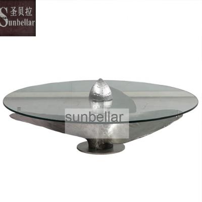 China Industrial Aviation Furniture Coffee Table Aircraft Inspired American Industrial Aircraft Glass Furniture Vintage Propeller Table Loft for sale