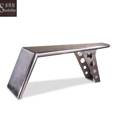 China Custom Wing Convertible Aluminum Desk Airplane Style Aviation Table Metal Furniture Industrial Aviator Loft Furniture for sale