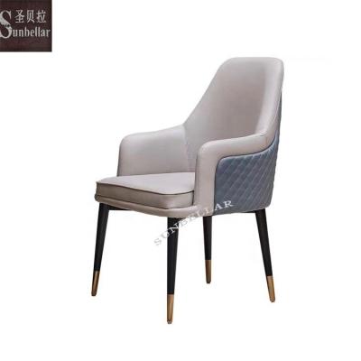 China Eco-friendly Design Modern Wood Dining Room Furniture Leather Chair Wooden Legs With Gold Cover Dining Chair for sale