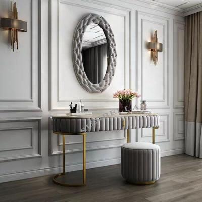 China Elegent appearance dressing table set modern design dresser cloth with stainless steel frame marble top console table with mirror for sale