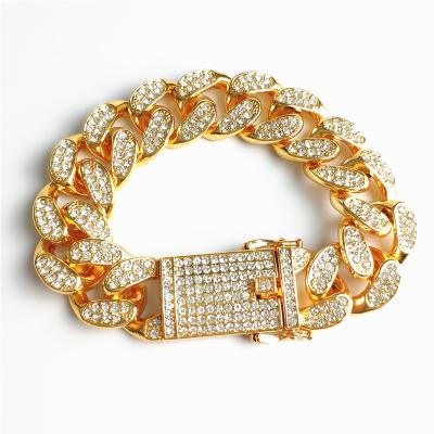 China Trendy Bar Style Fashion Full Diamond Men&'s Big Gold Tasty Chain Hip Hop Bossy The Hype Miami Cuban Chain for sale