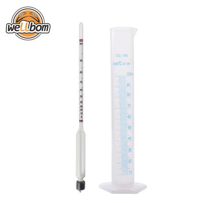 China Durable Hydrometer Tester Vintage Glass Reagent Paper Bottle Strong Measuring Set Tools Alcohol Meter Wine Alcohol Meter 0-100 Hydrometer Alcoh -metre for sale