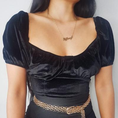 China Anti-Wrinkle Success Fashion Velvet Crop Top for sale