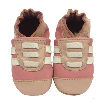 China Round Baby Sneakers Soft Leather Kid Shoes for sale