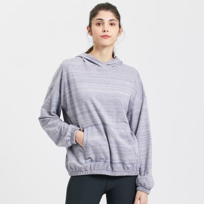 China The active top of Corp. Breathable Women Wear Drop Shoulder With Kangaroo Pocket Knit Hoodie Women Athleisure for sale