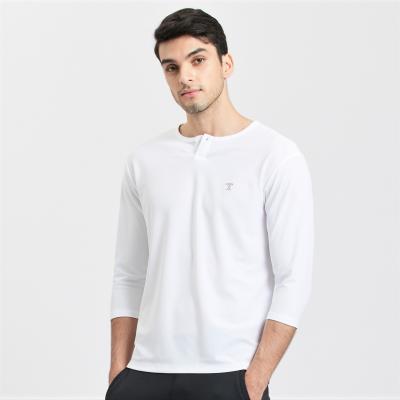 China Spring QUICK DRY custom logo fit casual slim fit men's 3/4 sleeve henley t-shirt for sale