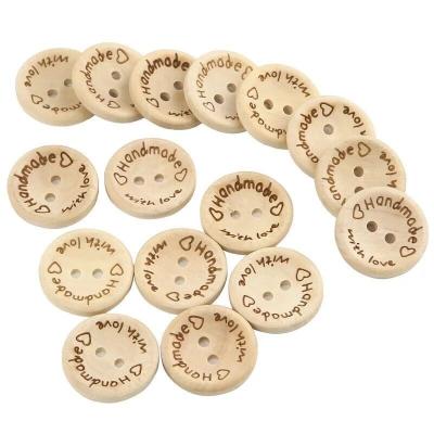 China 15/20/25 Mm Dry Cleaning Laser Engraved Wood Buttons With Love Pattern for sale