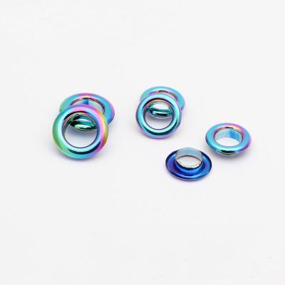 China Fashion Color Logo Shape Nickel Free Custom Garment Colored Rainbow Grommet / Grommet for sale