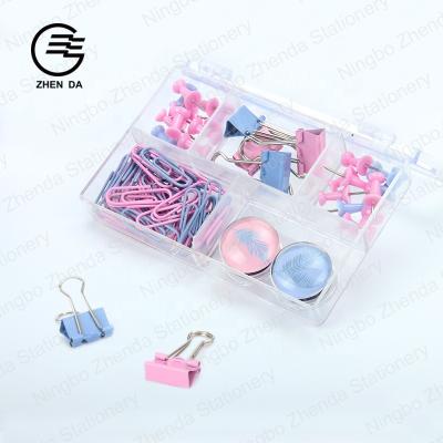 China Custom Durable Pink Gift Pink Birthday Supplies Set Stationery Metal School Stationery Box Set For Girls for sale