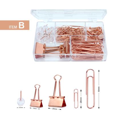 China Offic School Hot Selling Fashion Mounted Gold Acrylic Creative Mini Office Paper Clips Binder Clips Push Pins Sets for sale