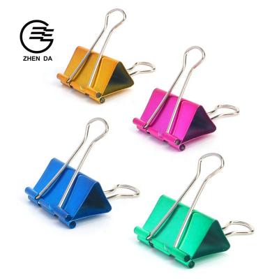 China Office / Home Assorted Color Metallic Metal Paper Binder Clips In PET Tube For Office Home for sale