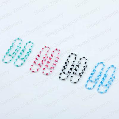 China Wholesale Steel + PVC Vinyl Coated Color Zebra Paper Clips U Clips With Customized Packing for sale