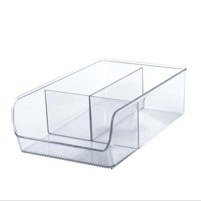 China 3 Compartment Sustainable Plastic Storage Box Food Fridge Trash Can Storage Drawers for sale