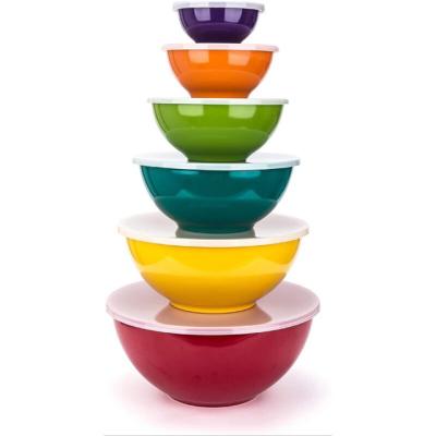 China Morezhome Sustainable Kitchen PP Colorful Soup Salad Mixing Bowl Plastic Set Of 6 With Lids for sale