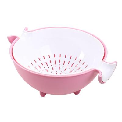 China Eco Sustainable 2 In 1 Set Detachable Rolling Plastic Washing Bowl Perforated Colander Strainers With Bowl for sale