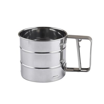 China Disposable type flour sifter machine manual stainless steel hand cup baking tools for sale