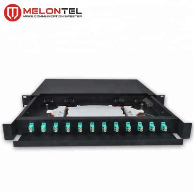 China High Quality FTTH MT-1006 LC ST Fiber Optic Patch Panel Rack Mount Type 19 Inch 12 LC 24 Port ODF With Rail Fiber SPCC Patch Panel for sale