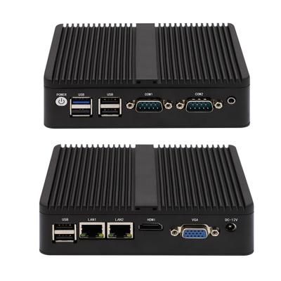 China Fannless Mini PC Industrial Application Dual LAN Dual COM Celeron J6412 J4125 J4105 N5105 N4000 3215U N2830 i3 Embedded Industrial Computer Thin Client for sale