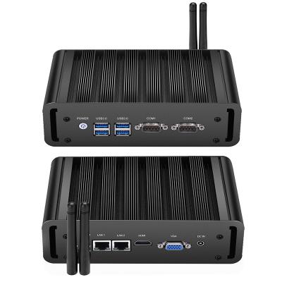 China Dual Dual Core i3 5005U 4010U i5 4200U Com LAN Industrial Fanless Mini Application PC Computer Desk with 2 RS232 2 RJ45 Gigabit Ethernet for sale