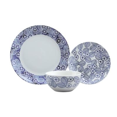 China Sustainable Hot Floral Product Plants Porcelain Fine Plates Sets Modern Dinnerware For Kitchen for sale