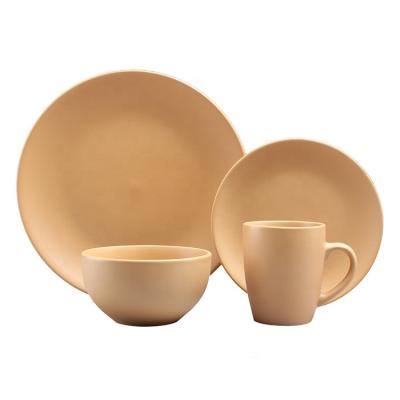 China Viable High Quality Ceramic Dinnerware Sets Nordic Yellow Luster Stoneware Dinner Set for sale