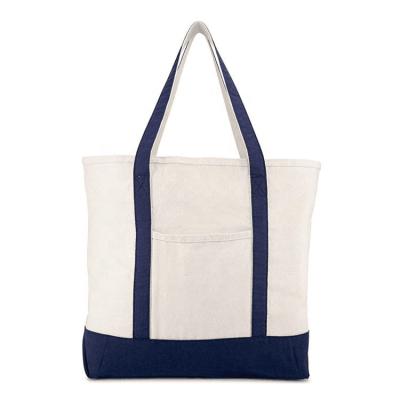 China Two Tone Light Weight Handled And Large Water Resistant Canvas Boat Heavy Duty Canvas Grocery Tote Bag for sale