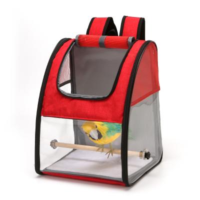 China Outdoor Breathable Mesh Parrot Bird Large Carrier Travel Backpack Bag Foldable Cage for sale