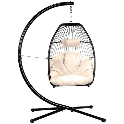 China Contemporary Indoor Outdoor Rattan Egg Swing Hanging Chair for sale