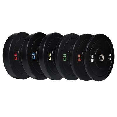 China Universal Gym Black Weightlifting Bumper Plates Rubber Coated Barbell Weight Plates for sale