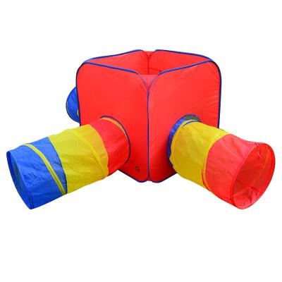 China Easy Foldable Kids Play Tent 3-Piece Kids Play Tent Set of Square Cubby, Triangle Cubby and Spring-Noise Tunnel for sale