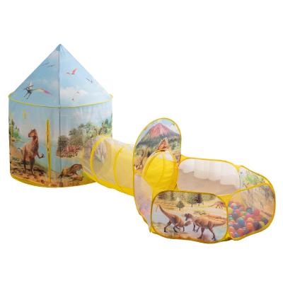 China 3pcs Toy Princess Fairy Tale Castle Play Dinosaur Tent Toy Crawling Tunnel and Ball Soft Pits for sale