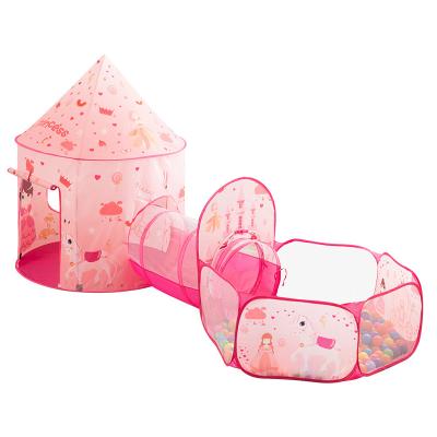 China 3pcs Soft Toy Pool-Tunnel-Tipi Set Ocean Ball Portable Foldable Baby Playing House Kids Tent for sale