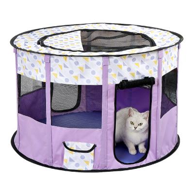 China High Quality Durable Washable Portable Collapsible Fabric Oxford Pet Playpen Circular Barrier Tent With Carry Bag for sale