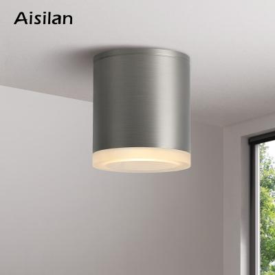 China Aisilan Traditional Luxury Living Room Bedroom Brushed Nickel Surface Mounted Die Casting COB LED Cylinder Downlight for sale