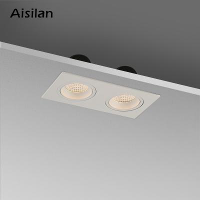 China High Radiation Aisilan Office Hotel Double Heads Adjustable Anti-glare Recessed gledopto Led Ceiling Spot Light Downlight for sale