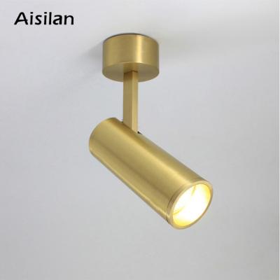 China Mid Century Indoor Antique Aisilan Restaurant Ceiling Light Bedroom Living Room COB Brass Surface LED Spotlight for sale