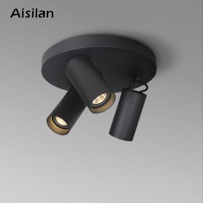 China Minimalist Aisilan Black Rotatable Dimmable Adjustment 3 Lights Multi Head Fixture gu10 Led Spotlight Ceiling Light for sale