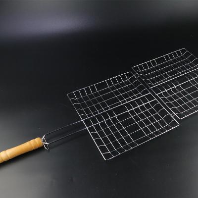 China Easily Cleaned High Stable Great Reputation Great Material Barbecue Mesh Grilling Net with Wooden Handle for sale