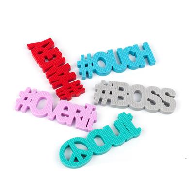 China Soft Toy Letter Baby Teethers BPA Free Silicone Teether Chew Charms Baby Teething Toys for sale