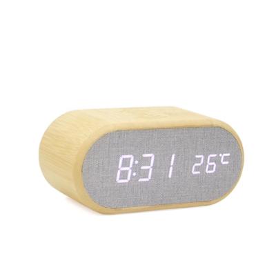 China New Multifunctional Clock Desktop Clock Wireless Charging Customized Calendars Alarm Clock 10W Bamboo Gift Wireless Charger for sale