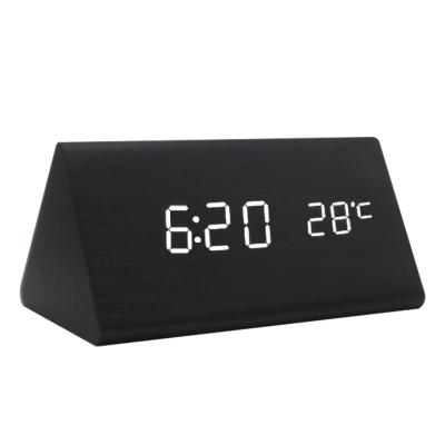 China Creative Calendars Gift Led Bedroom Electronic Home Living Room Accessories Multifunctional Wooden Alarm Clock for sale