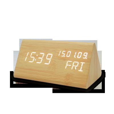 China Online LUMINOVA hot sale kids smart electronic alarm clock gift perpetual calendar wooden table clock creative customized promotion for sale