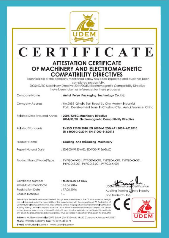 CE certificate - Shanghai Peiyu Packaging Technology Co.,Ltd.