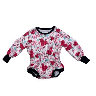 China Spandex/Polyester Sweatshirt Romper Hot Pink Valentine's Day Elasticity Organic Cotton Baby Long Sleeve Sweatshirt Romper for sale