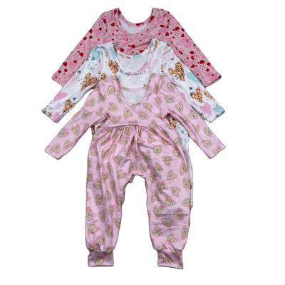 China Valentine's Day pink children's breathable clothing kids overalls 2022 pink romper long pants pink babies overalls for sale