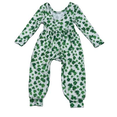 China 2022 Breathable St Patrick's Day Overalls Long Sleeve Babies Romper Overalls Children Clothing Kids Green for sale